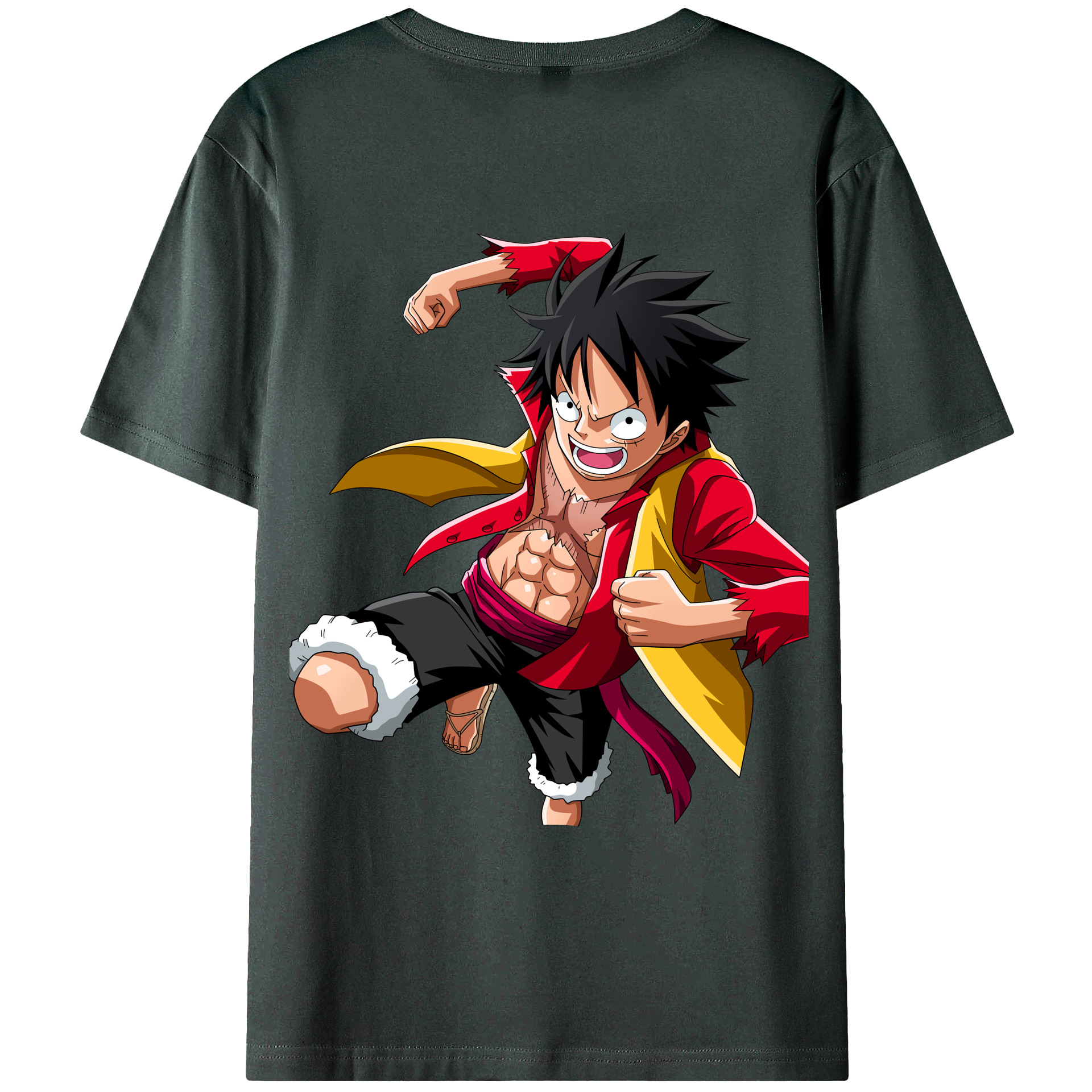 ワンピース モンキー・D・ルフィ ONE PIECE Monkey D. Luffy 綿100％ メンズ半袖Tシャツ（バックプリント） 通気性